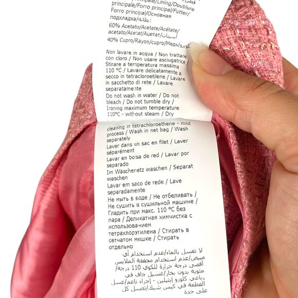 NWT Boutique Moschino $795 Fitted Pink Tweed Button Detail Sheath Dress SZ 8 - Picture 12 of 12